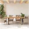 Trädgårdsbord med akaciaträ beige 190x80x74 cm konstrotting vidaXL – miniatyr 3