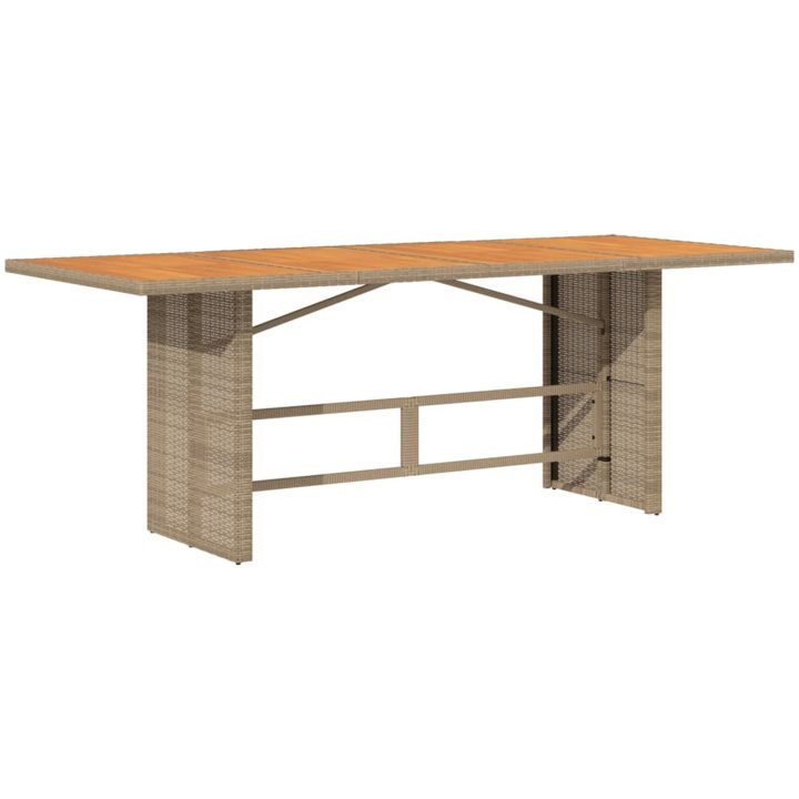 Trädgårdsbord med akaciaträ beige 190x80x74 cm konstrotting vidaXL – bild 5