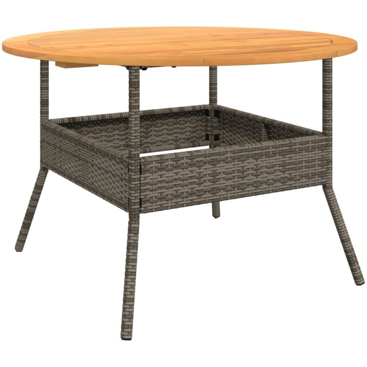 Trädgårdsbord med akaciaträ grå ⌀110x71 cm konstrotting vidaXL – bild 7