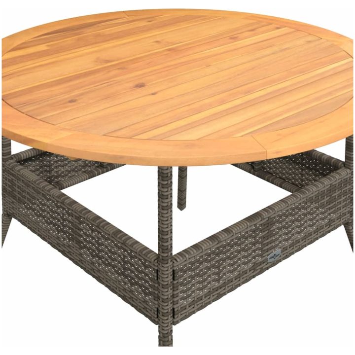 Trädgårdsbord med akaciaträ grå ⌀110x71 cm konstrotting vidaXL – bild 9