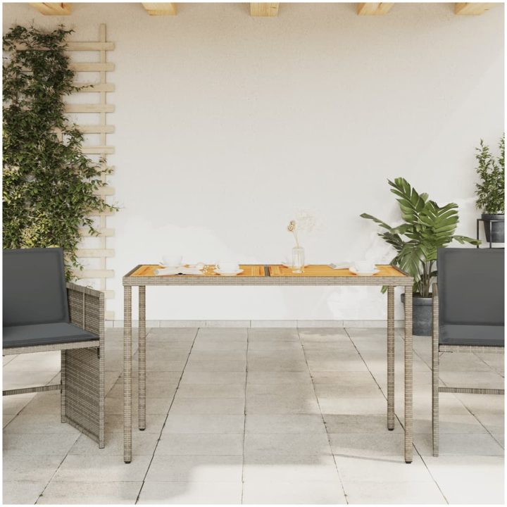 Trädgårdsbord med akaciaträ grå 115x54x74 cm konstrotting vidaXL – bild 3