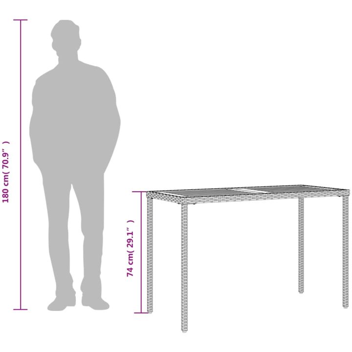 Trädgårdsbord med akaciaträ grå 115x54x74 cm konstrotting vidaXL – bild 9