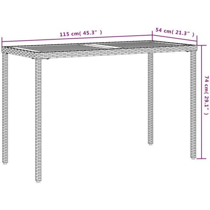 Trädgårdsbord med akaciaträ grå 115x54x74 cm konstrotting vidaXL – bild 10