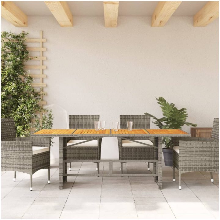 Trädgårdsbord med akaciaträ grå 190x80x74 cm konstrotting vidaXL – bild 3