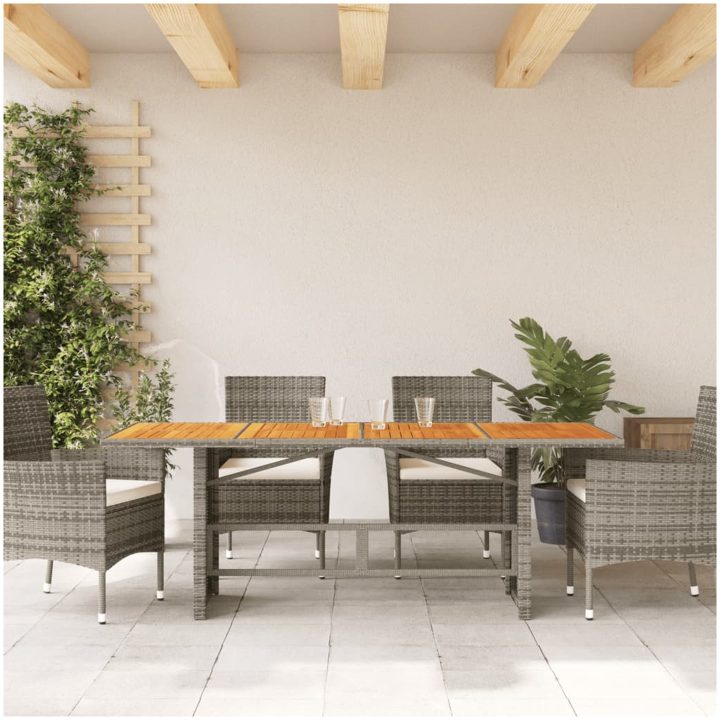 Trädgårdsbord med akaciaträ grå 190x80x75 cm konstrotting vidaXL – bild 3