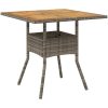 Trädgårdsbord med akaciaträ grå 80x80x75 cm konstrotting vidaXL – miniatyr 2