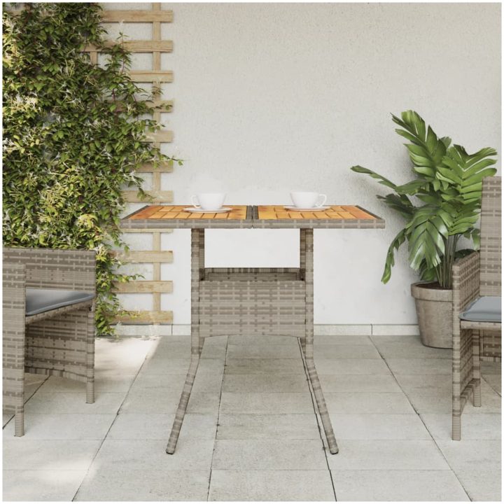Trädgårdsbord med akaciaträ grå 80x80x75 cm konstrotting vidaXL – bild 3