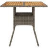 Trädgårdsbord med akaciaträ grå 80x80x75 cm konstrotting vidaXL – miniatyr 4