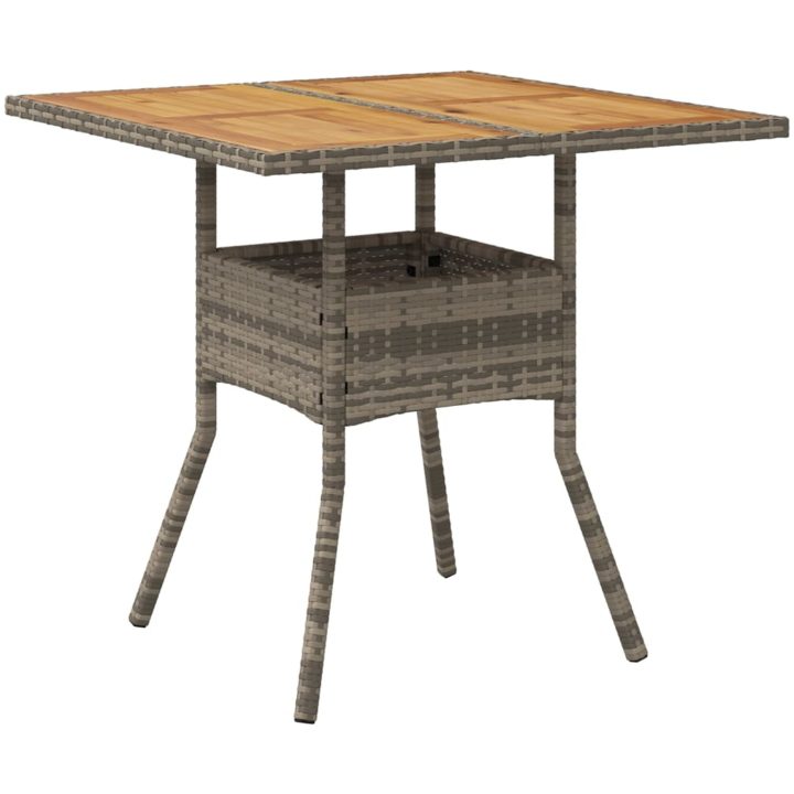 Trädgårdsbord med akaciaträ grå 80x80x75 cm konstrotting vidaXL – bild 6