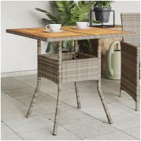 Trädgårdsbord med akaciaträ grå 80x80x75 cm konstrotting vidaXL