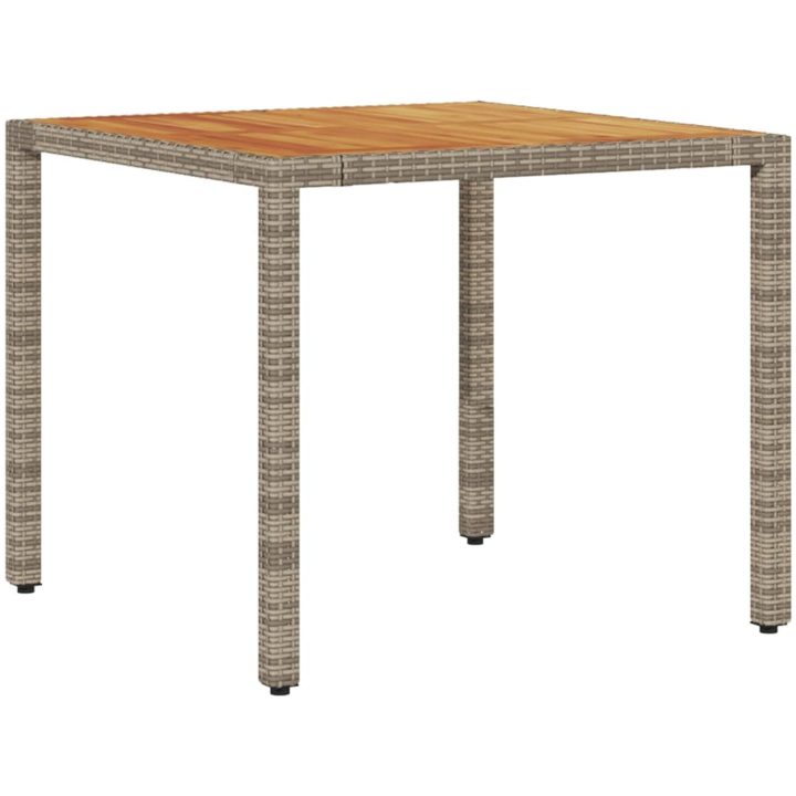 Trädgårdsbord med akaciaträ grå konstrotting vidaXL 90 x 90 x 75 cm – bild 2