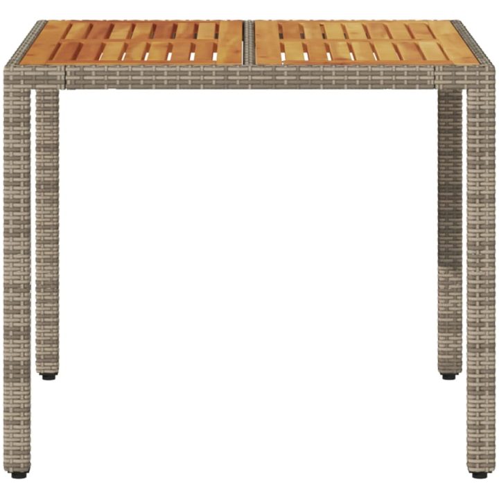 Trädgårdsbord med akaciaträ grå konstrotting vidaXL 90 x 90 x 75 cm – bild 4