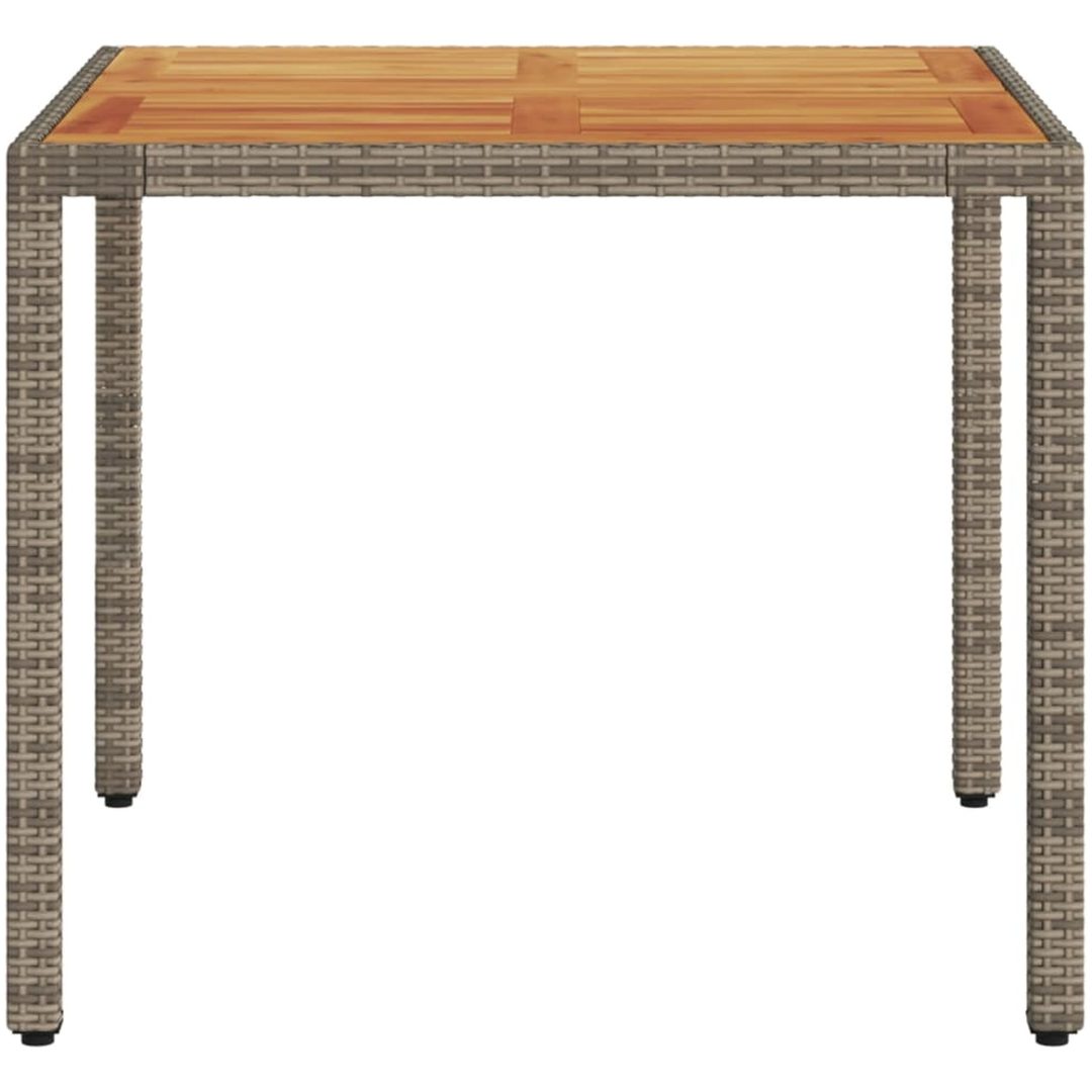 Trädgårdsbord med akaciaträ grå konstrotting vidaXL 90 x 90 x 75 cm – bild 5