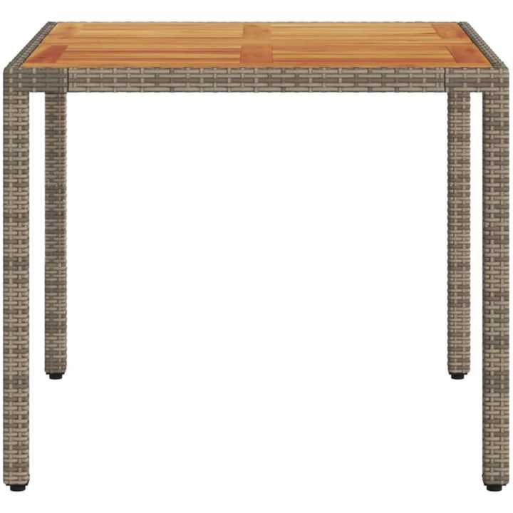 Trädgårdsbord med akaciaträ grå konstrotting vidaXL 90 x 90 x 75 cm – bild 5