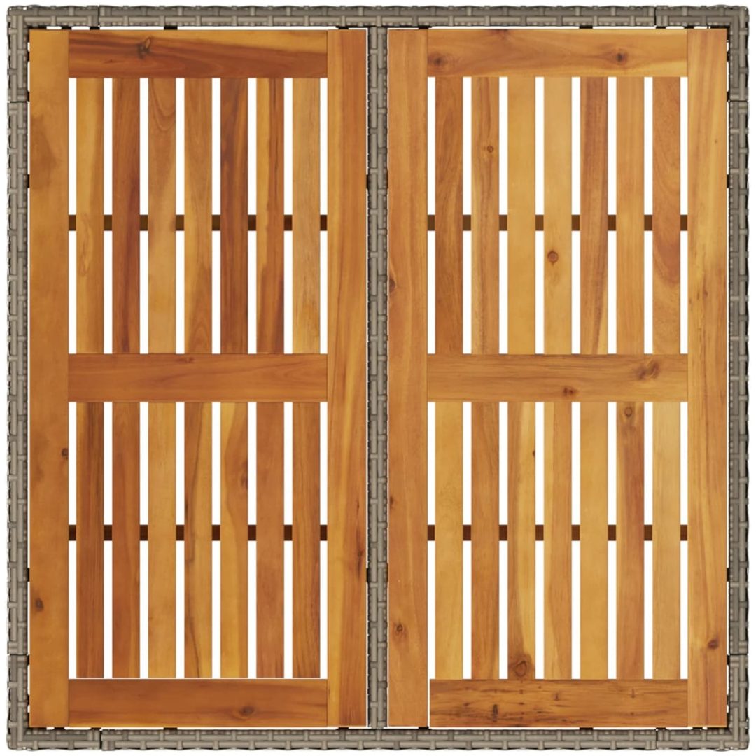 Trädgårdsbord med akaciaträ grå konstrotting vidaXL 90 x 90 x 75 cm – bild 7