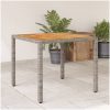 Trädgårdsbord med akaciaträ grå konstrotting vidaXL 90 x 90 x 75 cm – miniatyr 1