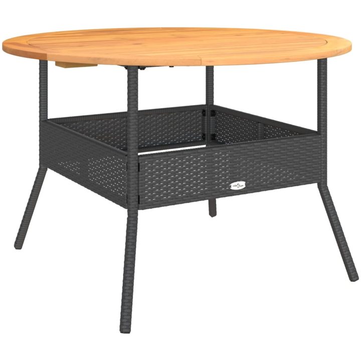 Trädgårdsbord med akaciaträ svart ⌀110x71 cm konstrotting vidaXL – bild 2