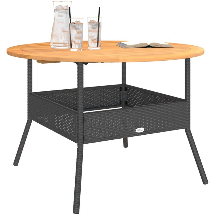 Trädgårdsbord med akaciaträ svart ⌀110x71 cm konstrotting vidaXL – bild 4