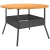 Trädgårdsbord med akaciaträ svart ⌀110x71 cm konstrotting vidaXL – miniatyr 7