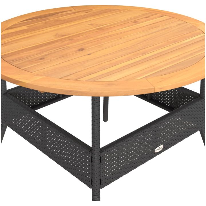 Trädgårdsbord med akaciaträ svart ⌀110x71 cm konstrotting vidaXL – bild 8