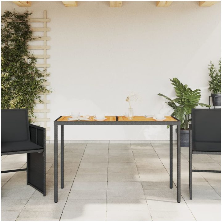 Trädgårdsbord med akaciaträ svart 115x54x74 cm konstrotting vidaXL – bild 3