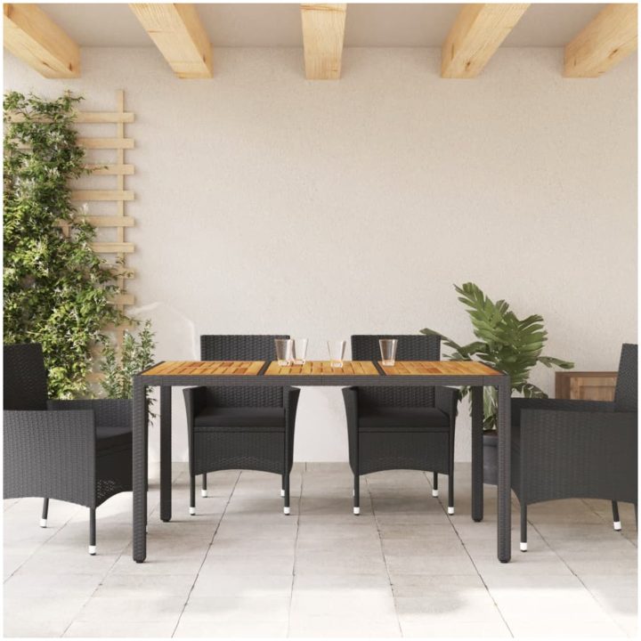 Trädgårdsbord med akaciaträ svart 150x90x75 cm konstrotting vidaXL – bild 3