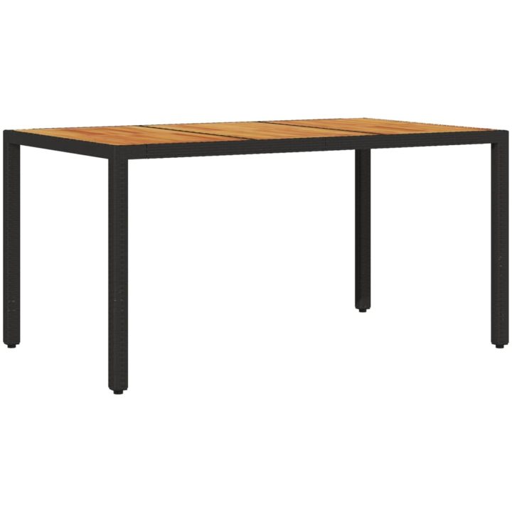 Trädgårdsbord med akaciaträ svart 150x90x75 cm konstrotting vidaXL – bild 6