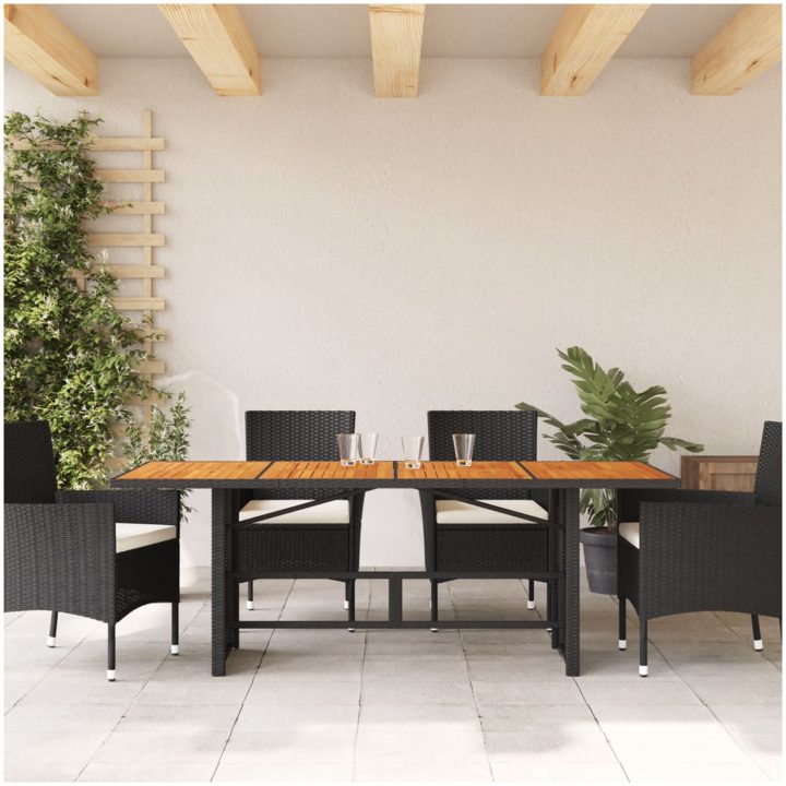 Trädgårdsbord med akaciaträ svart 190x80x74 cm konstrotting vidaXL – bild 3