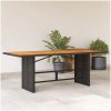 Trädgårdsbord med akaciaträ svart 190x80x74 cm konstrotting vidaXL – miniatyr 1