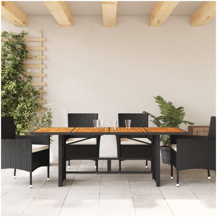 Trädgårdsbord med akaciaträ svart 190x80x75 cm konstrotting vidaXL – bild 3