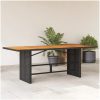 Trädgårdsbord med akaciaträ svart 190x80x75 cm konstrotting vidaXL – miniatyr 1