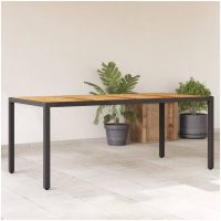 Trädgårdsbord med akaciaträ svart 190x90x75 cm konstrotting vidaXL