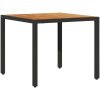 Trädgårdsbord med akaciaträ svart konstrotting vidaXL 90 x 90 x 75 cm – miniatyr 2