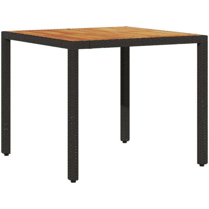 Trädgårdsbord med akaciaträ svart konstrotting vidaXL 90 x 90 x 75 cm – bild 2