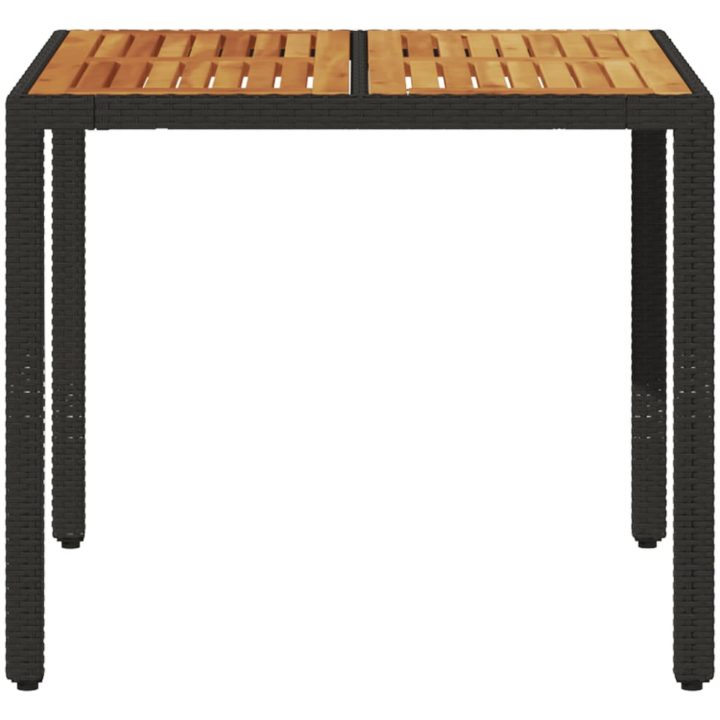 Trädgårdsbord med akaciaträ svart konstrotting vidaXL 90 x 90 x 75 cm – bild 4