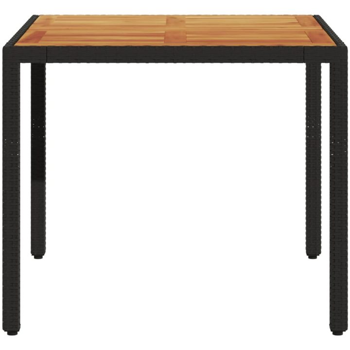 Trädgårdsbord med akaciaträ svart konstrotting vidaXL 90 x 90 x 75 cm – bild 5