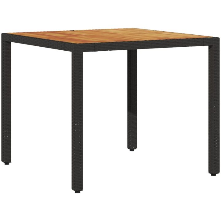 Trädgårdsbord med akaciaträ svart konstrotting vidaXL 90 x 90 x 75 cm – bild 6