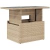 Trädgårdsbord med glasskiva beige 100x55x73 cm konstrotting vidaXL – miniatyr 2