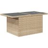 Trädgårdsbord med glasskiva beige 100x55x73 cm konstrotting vidaXL – miniatyr 4