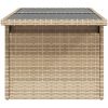 Trädgårdsbord med glasskiva beige 100x55x73 cm konstrotting vidaXL – miniatyr 6
