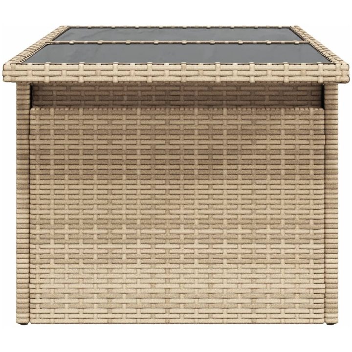 Trädgårdsbord med glasskiva beige 100x55x73 cm konstrotting vidaXL – bild 6