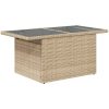 Trädgårdsbord med glasskiva beige 100x55x73 cm konstrotting vidaXL – miniatyr 7