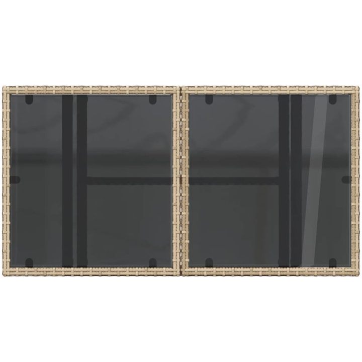 Trädgårdsbord med glasskiva beige 100x55x73 cm konstrotting vidaXL – bild 9