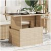 Trädgårdsbord med glasskiva beige 100x55x73 cm konstrotting vidaXL – miniatyr 1