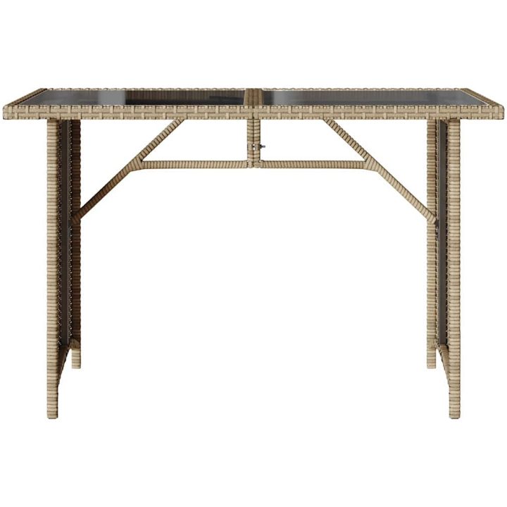 Trädgårdsbord med glasskiva beige 110x68x70 cm konstrotting vidaXL – bild 4