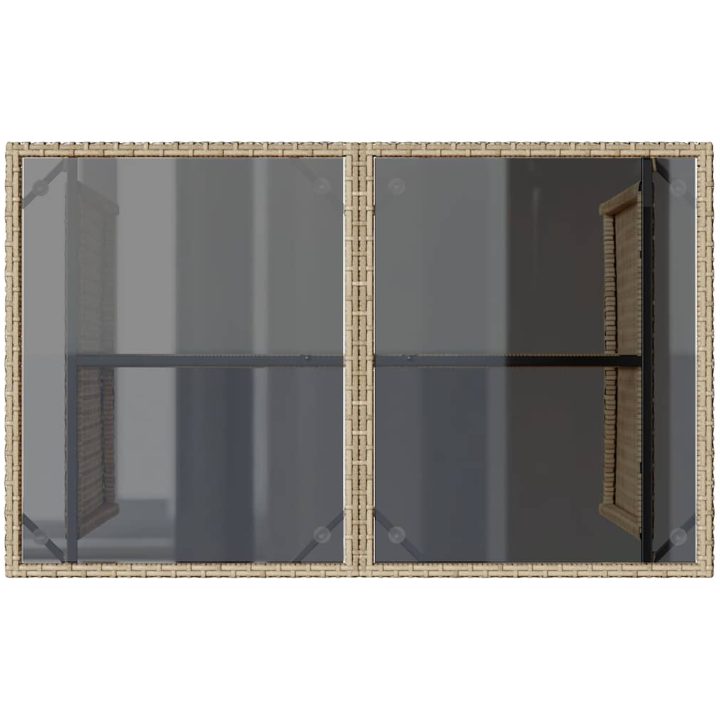 Trädgårdsbord med glasskiva beige 110x68x70 cm konstrotting vidaXL – bild 7