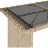 Trädgårdsbord med glasskiva beige 110x68x70 cm konstrotting vidaXL – miniatyr 8
