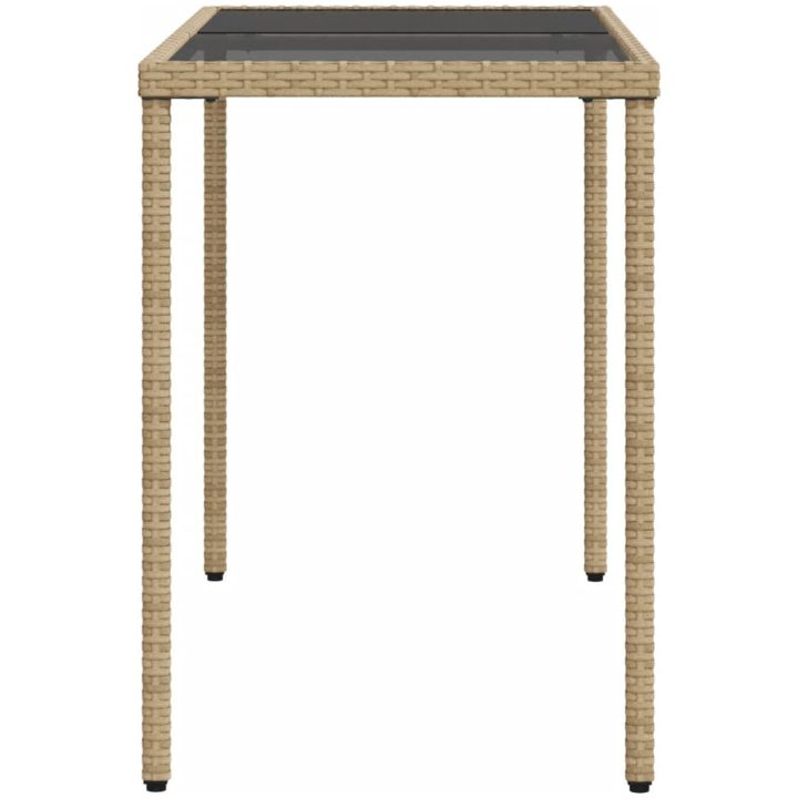 Trädgårdsbord med glasskiva beige 115x54x74 cm konstrotting vidaXL – bild 5