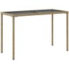 Trädgårdsbord med glasskiva beige 115x54x74 cm konstrotting vidaXL – miniatyr 6