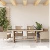 Trädgårdsbord med glasskiva beige 190x80x74 cm konstrotting vidaXL – miniatyr 3
